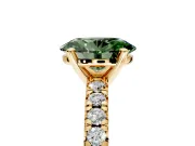Solitaire Engagement Ring Setting for Fancy Green Oval Center with Large Accents and Prong Head in Yellow Gold