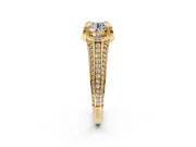 Solitaire Engagement Ring Setting for Round Cut Center with Accented Split Shank and Prong Head in Yellow Gold
