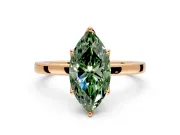 Solitaire Engagement Ring Setting for Fancy Green Marquise Center with Thin Rounded Plain Band and Prong Head in Rose Gold