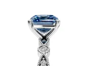 Solitaire Engagement Ring Setting for Fancy Blue Asscher Cut Center with Milgrain Bezel Accents and Prong Head in Platinum