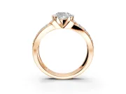 Bezel Engagement Ring Setting for Cushion Cut Center with Wide Channel-Set Band and Bezel Head in Rose Gold