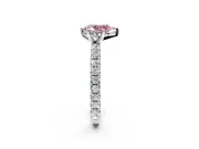 Solitaire Engagement Ring Setting for Fancy Pink Pear-Shaped Center with Shared-Prong Accents and Prong Head in Sterling Silver