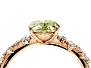 Cluster Engagement Ring Setting for Fancy Yellow Oval Center with Round Cut Accent Band and Prong Head in Rose Gold