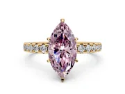 Solitaire Engagement Ring Setting for Fancy Pink Marquise Center with Shared-Prong Accents and Prong Head in Yellow Gold