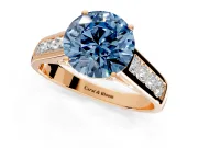 Solitaire Engagement Ring Setting for Fancy Blue Round Cut Center with Cathedral Channel Band and Prong Head in Rose Gold