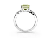 5 Stone Engagement Ring Setting for Fancy Yellow Asscher Cut Center with Plain Band and Prong Head in Sterling Silver
