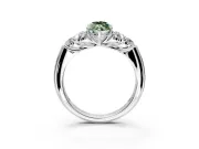 Cluster Engagement Ring Setting for Fancy Green Marquise Center with Round Cut Accent Frame and Prong Head in Platinum