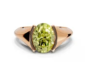 Tension Engagement Ring Setting for Fancy Yellow Oval Center with Wide Tapered Band and Tension Head in Rose Gold