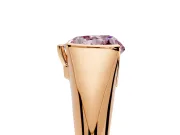 Tension Engagement Ring Setting for Fancy Pink Heart-Shaped Center with Wide Tapered Band and Tension Head in Rose Gold