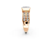 Bezel Engagement Ring Setting for Asscher Cut Center with Wide Channel-Set Band and Bezel Head in Rose Gold