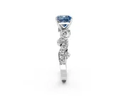 Solitaire Engagement Ring Setting for Fancy Blue Cushion Cut Center with Bar-Station Pave Twist and Prong Head in White Gold