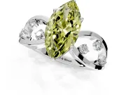 Solitaire Engagement Ring Setting for Fancy Yellow Marquise Center with Criss-Cross Accent Band and Prong Head in Platinum
