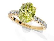 Solitaire Engagement Ring Setting for Fancy Yellow Oval Center with Large Accent Band and Prong Head in Yellow Gold