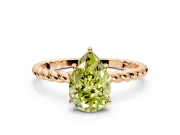 Solitaire Engagement Ring Setting for Fancy Yellow Pear-Shaped Center with Plain Twisted Rope Band and Prong Head in Rose Gold