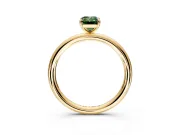Low-Set Solitaire Engagement Ring Setting for Fancy Green Emerald Cut Center with Thin Plain Band and Prong Head in Yellow Gold