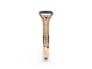 Solitaire Engagement Ring Setting for Fancy Black Radiant Cut Center with Pave Rail Split Shank and Prong Head in Rose Gold