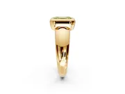 Solitaire Engagement Ring Setting for Fancy Yellow Emerald Cut Center with Wide Band and Bezel Head in Yellow Gold