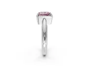 Halo Engagement Ring Setting for Fancy Pink Princess Cut Center with Tapered Plain Band and Prong Head in White Gold