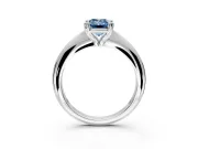 Solitaire Engagement Ring Setting for Fancy Blue Emerald Cut Center with Reverse Tapered Band and Prong Head in Platinum