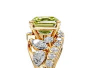 Halo Engagement Ring Setting for Fancy Yellow Asscher Cut Center with Marquise and Pave Bypass Band and Prong Head in Yellow Gold