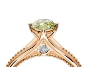 Solitaire Engagement Ring Setting for Fancy Yellow Marquise Center with Milgrain Cathedral Band and Prong Head in Rose Gold