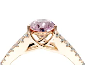 Solitaire Engagement Ring Setting for Fancy Pink Pear-Shaped Center with Pave Split Shank and Prong Head in Rose Gold
