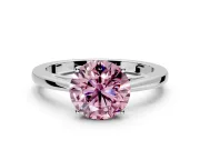 Solitaire Engagement Ring Setting for Fancy Pink Round Cut Center with Open Cathedral Shoulders and Prong Head in Platinum
