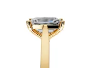 Solitaire Engagement Ring Setting for Emerald Cut Center with Tapered Shoulders and Prong Head in Yellow Gold