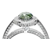 Halo Engagement Ring Setting for Fancy Green Marquise Center with Framed Halo, Pave Band and Prong Head in Platinum