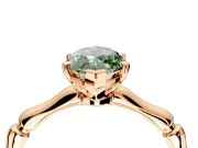 Solitaire Engagement Ring Setting for Fancy Green Marquise Center with Bamboo Band and Prong Head in Rose Gold