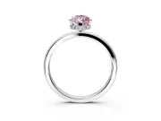 Hidden Halo Engagement Ring Setting for Fancy Pink Pear-Shaped Center with Plain Band and Tall Prong Head in Sterling Silver
