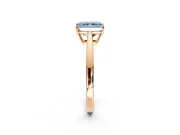 Solitaire Engagement Ring Setting for Fancy Blue Radiant Cut Center with Open Cathedral Shoulders and Prong Head in Rose Gold