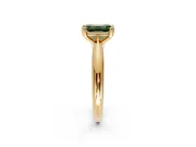 Solitaire Engagement Ring Setting for Fancy Green Emerald Cut Center with Reverse Tapered Band and Prong Head in Yellow Gold