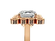 Cluster Halo Engagement Ring Setting for Asscher Cut Center with Milgrain Bezel Accents and Prong Head in Rose Gold