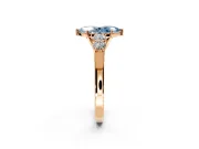 5 Stone Engagement Ring Setting for Fancy Blue Marquise Center with Equal Close-Set Accents and Prong Head in Rose Gold