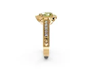 Milgrain Halo Engagement Ring Setting for Fancy Yellow Heart-Shaped Center with Pave Band and Prong Head in Yellow Gold