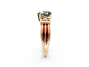 Solitaire Engagement Ring Setting for Fancy Green Heart-Shaped Center with Grooved Bar Accent Band and Prong Head in Rose Gold