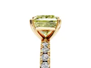Solitaire Engagement Ring Setting for Fancy Yellow Princess Cut Center with Fine Pave Band and Claw Prong Head in Yellow Gold