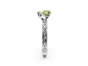 Solitaire Engagement Ring Setting for Fancy Yellow Heart-Shaped Center with Scrollwork Band and Prong Head in Platinum