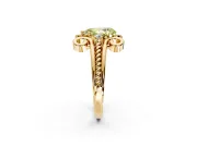 Solitaire Engagement Ring Setting for Fancy Yellow Pear-Shaped Center with Twisted Band and Scroll Prong Head in Yellow Gold