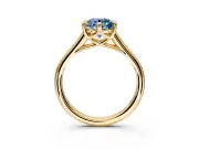 Solitaire Engagement Ring Setting for Fancy Blue Round Cut Center with Cathedral Band and Prong Head in Yellow Gold