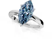 Solitaire Engagement Ring Setting for Fancy Blue Marquise Center with Basket Rail and Prong Head in Platinum