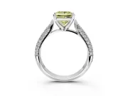 Solitaire Engagement Ring Setting for Fancy Yellow Princess Cut Center with Multi-Row Accents and Prong Head in Sterling Silver