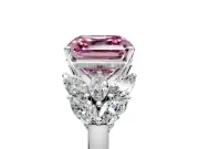 Leaf Cluster Engagement Ring Setting for Fancy Pink Asscher Cut Center with Marquise Accents and Prong Head in White Gold