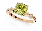 Solitaire Engagement Ring Setting for Fancy Yellow Cushion Cut Center with Beaded Bezel Station Band and Prong Head in Rose Gold