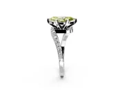 Solitaire Engagement Ring Setting for Fancy Yellow Marquise Center with Pave Bypass Swirl Band and Prong Head in Sterling Silver