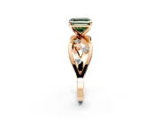 Solitaire Engagement Ring Setting for Fancy Green Asscher Cut Center with Criss-Cross Accent Band and Prong Head in Rose Gold