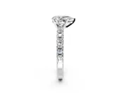 Solitaire Engagement Ring Setting for Pear-Shaped Center with Large Accents and Prong Head in Platinum