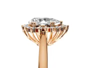 Starburst Halo Engagement Ring Setting for Pear-Shaped Center with Thin Round-Wire Band and Prong Head in Rose Gold