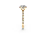 Hidden Halo Engagement Ring Setting for Round Cut Center with Pave Band and Prong Head in Yellow Gold